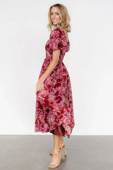 Samara Midi Dress | Rust + Pink