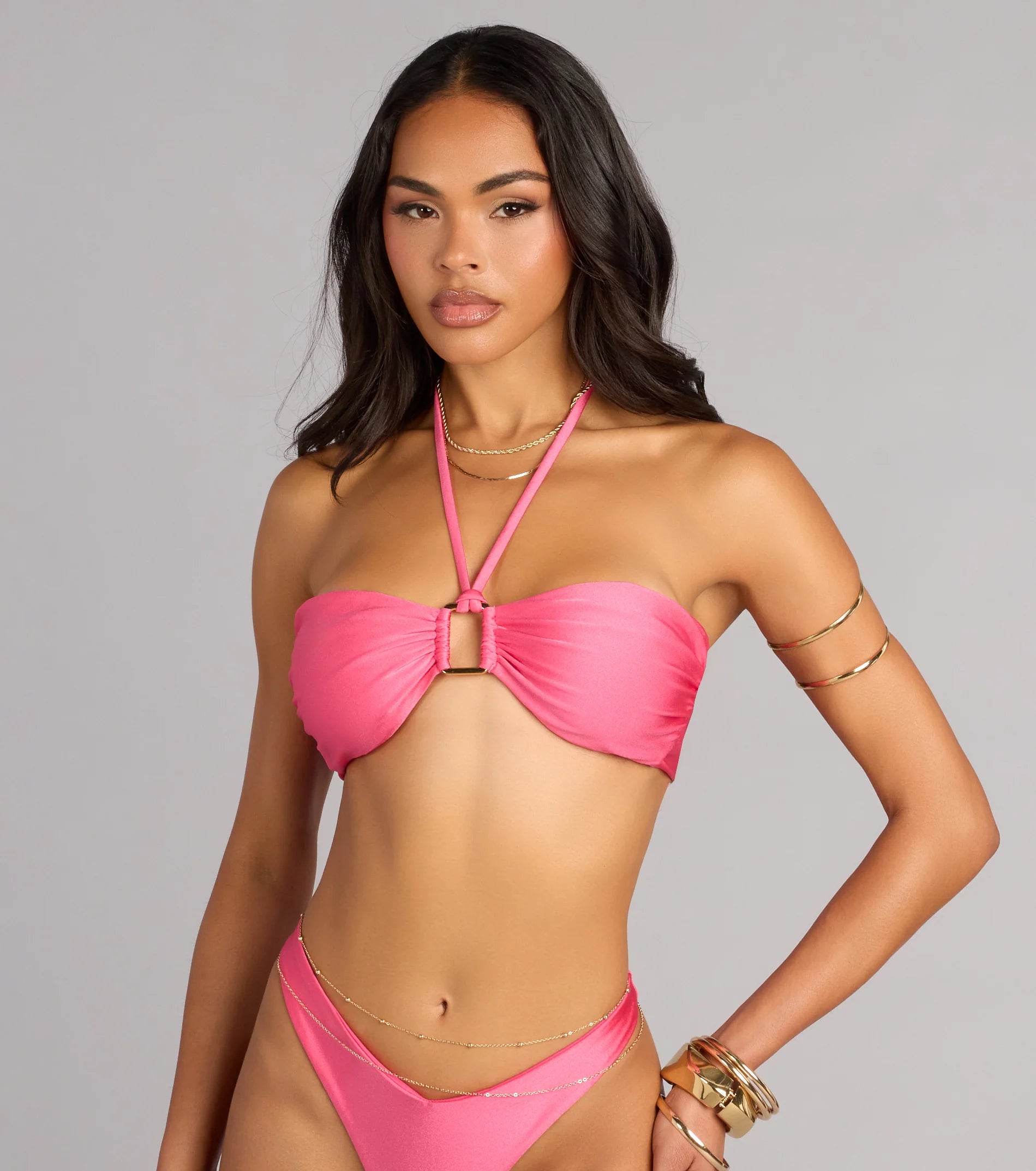 Poolside Proof Hoop Detail Bandeau Bikini Top