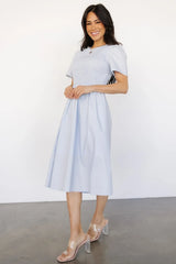 Farrah Smocked Midi Dress | Light Blue