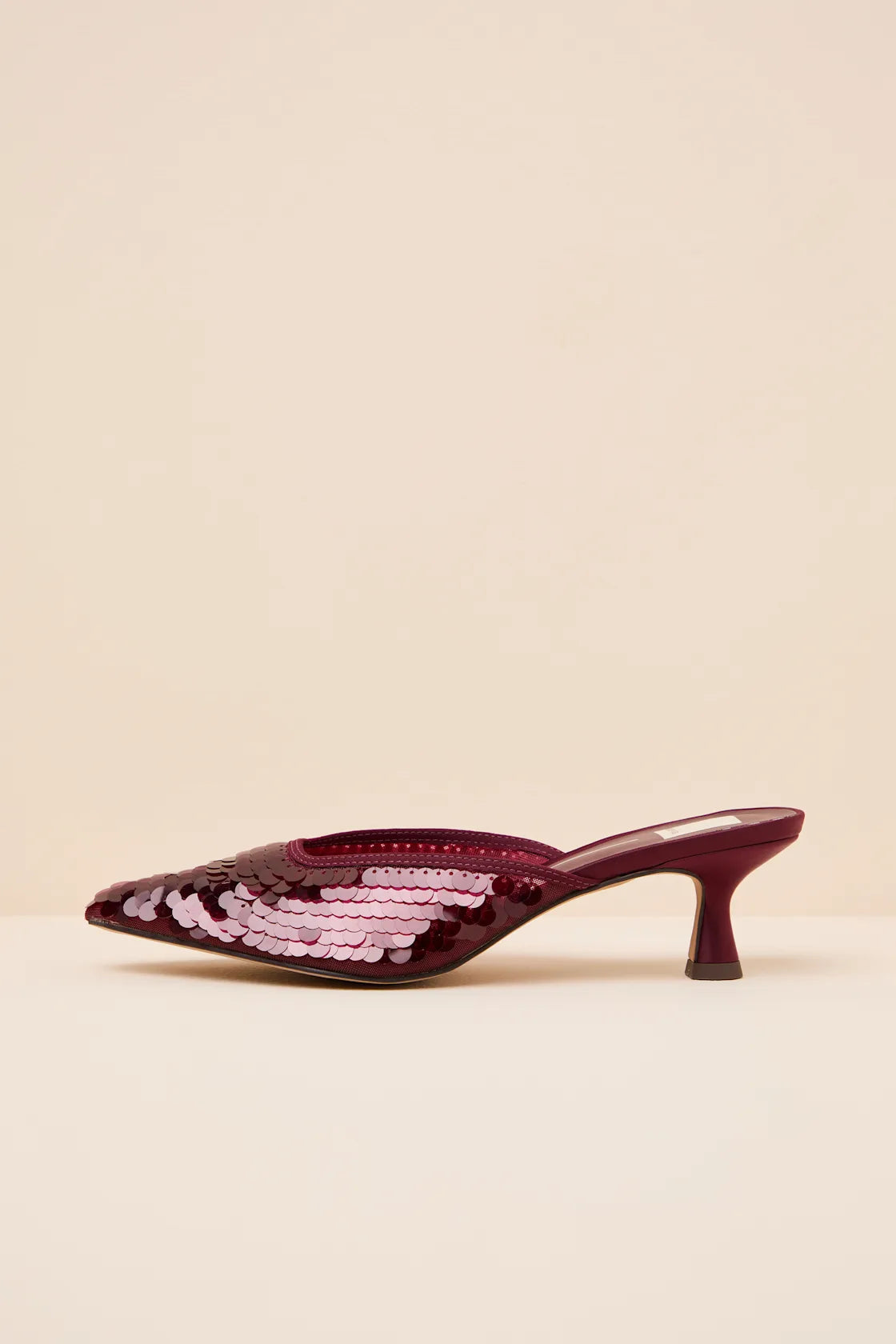 Cleo Cranberry Sequin Pointed-Toe Mule Pumps