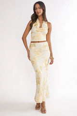 Golden Hours Maxi Skirt Embellished Yellow