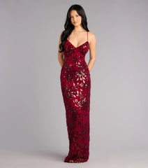 Mollie Sequin Bead Column Formal Dress