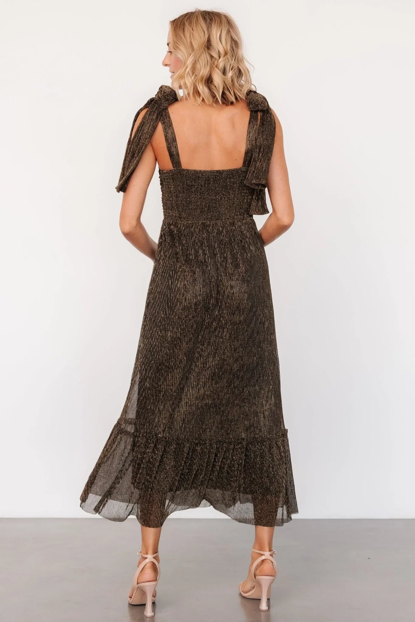 Tosha Shimmer Tank Dress | Black + Gold