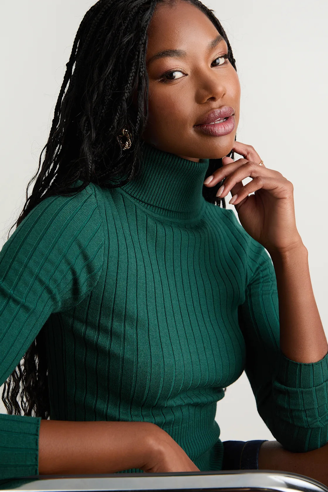 Perfected Comfort Beige Turtleneck Sweater Top