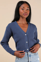 Toasty Babe Black Knit Button-Up Cropped Cardigan