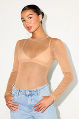 Strike an Attitude Black Mesh Multi Embellished Mesh Bodysuit