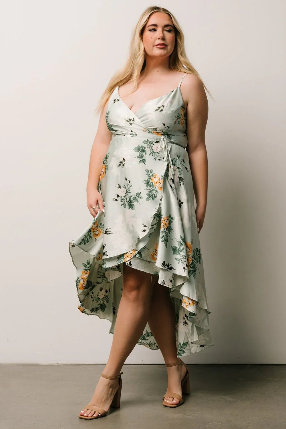 Steffi Tulip Wrap Dress | Light Sage Floral