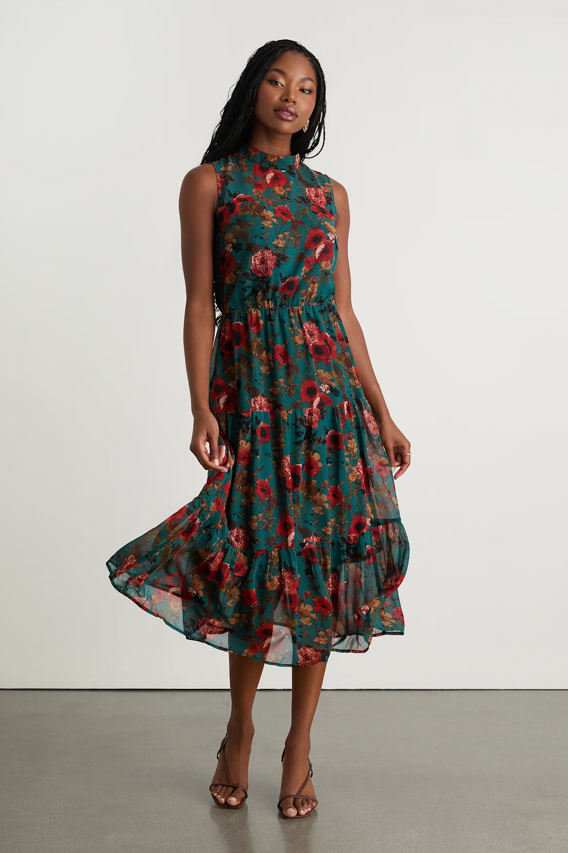 In My Dreams Mauve Floral Print Midi Dress