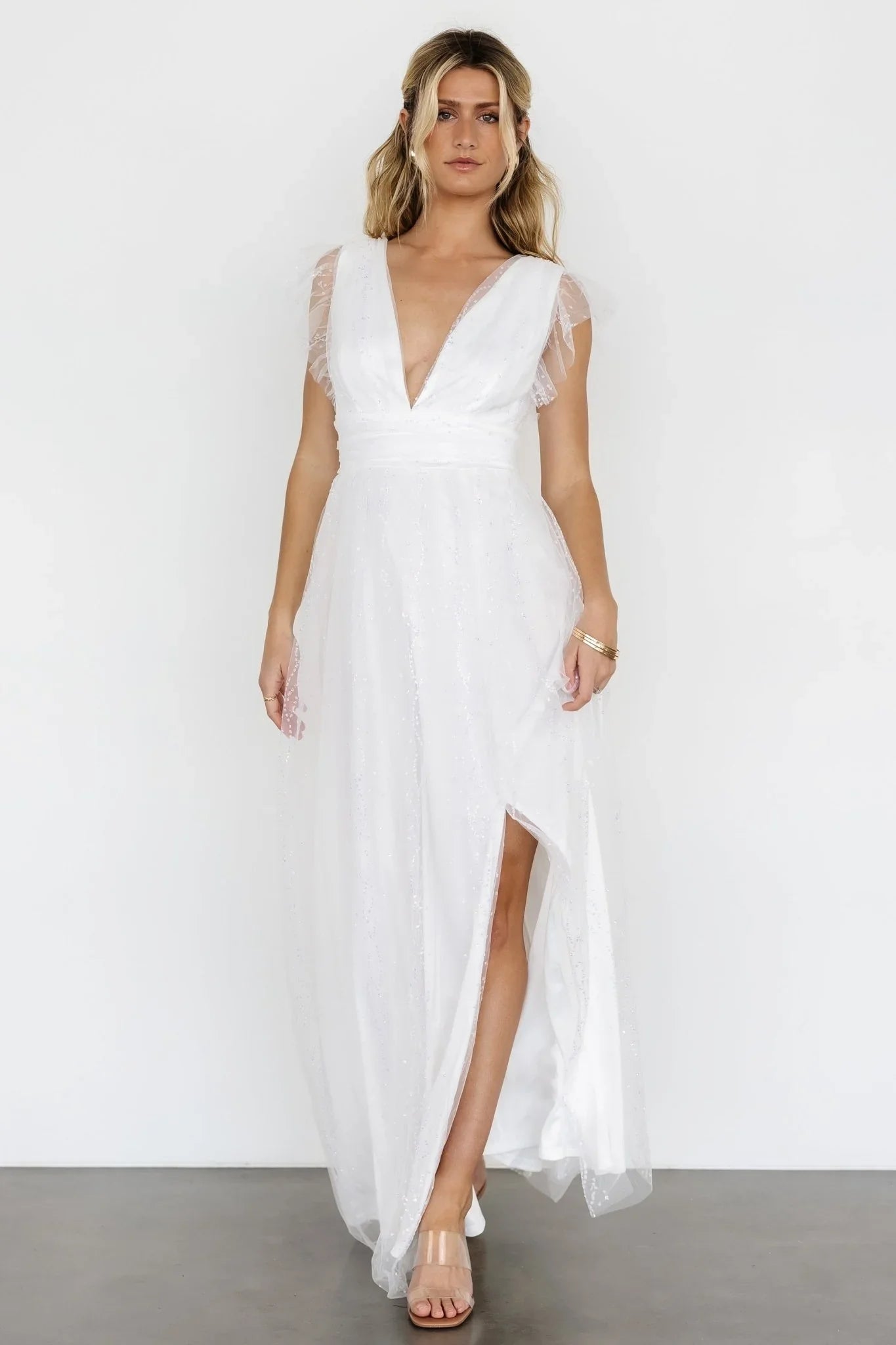 Annika Sequin Mesh Maxi Dress | Off White