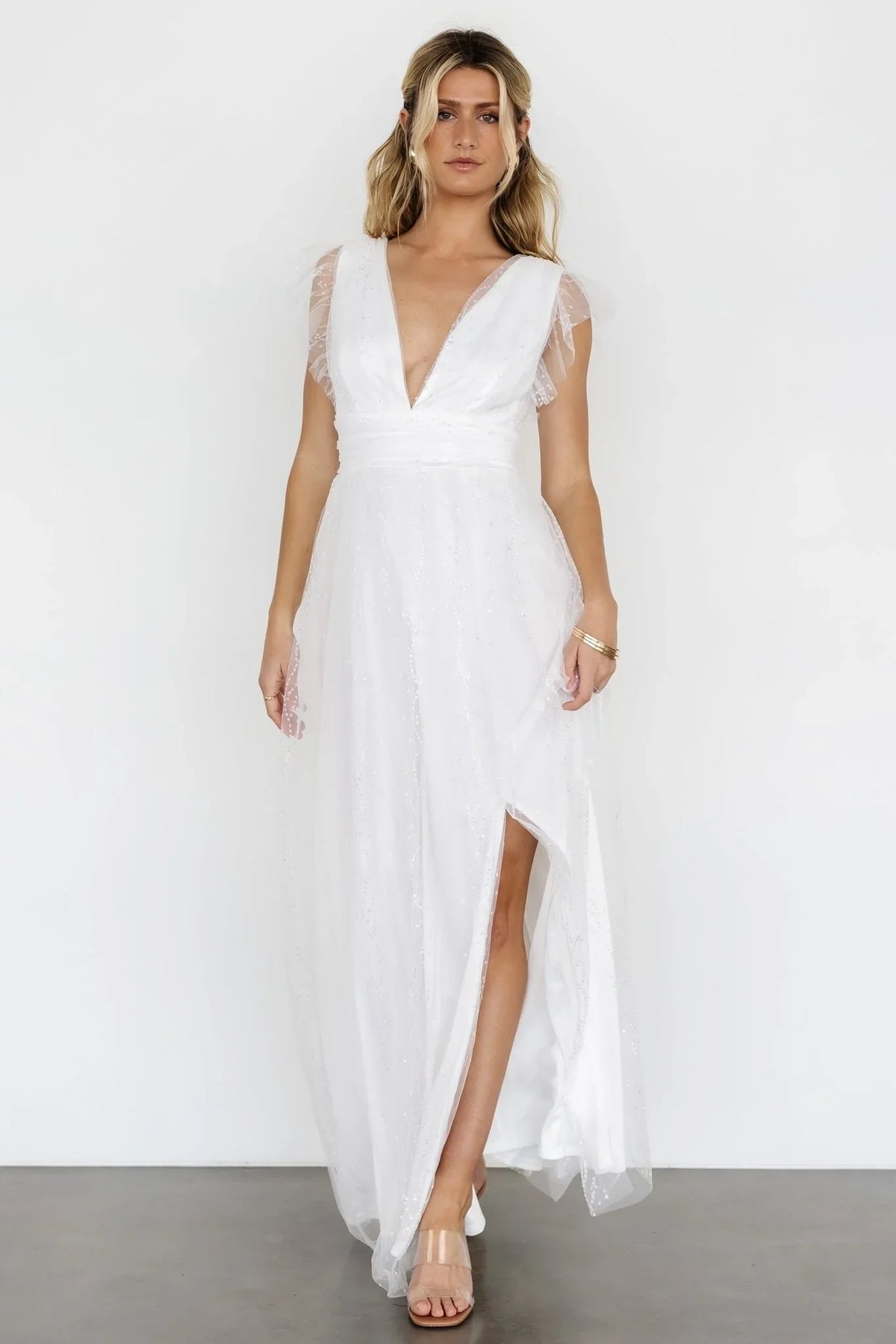 Annika Sequin Mesh Maxi Dress | Off White