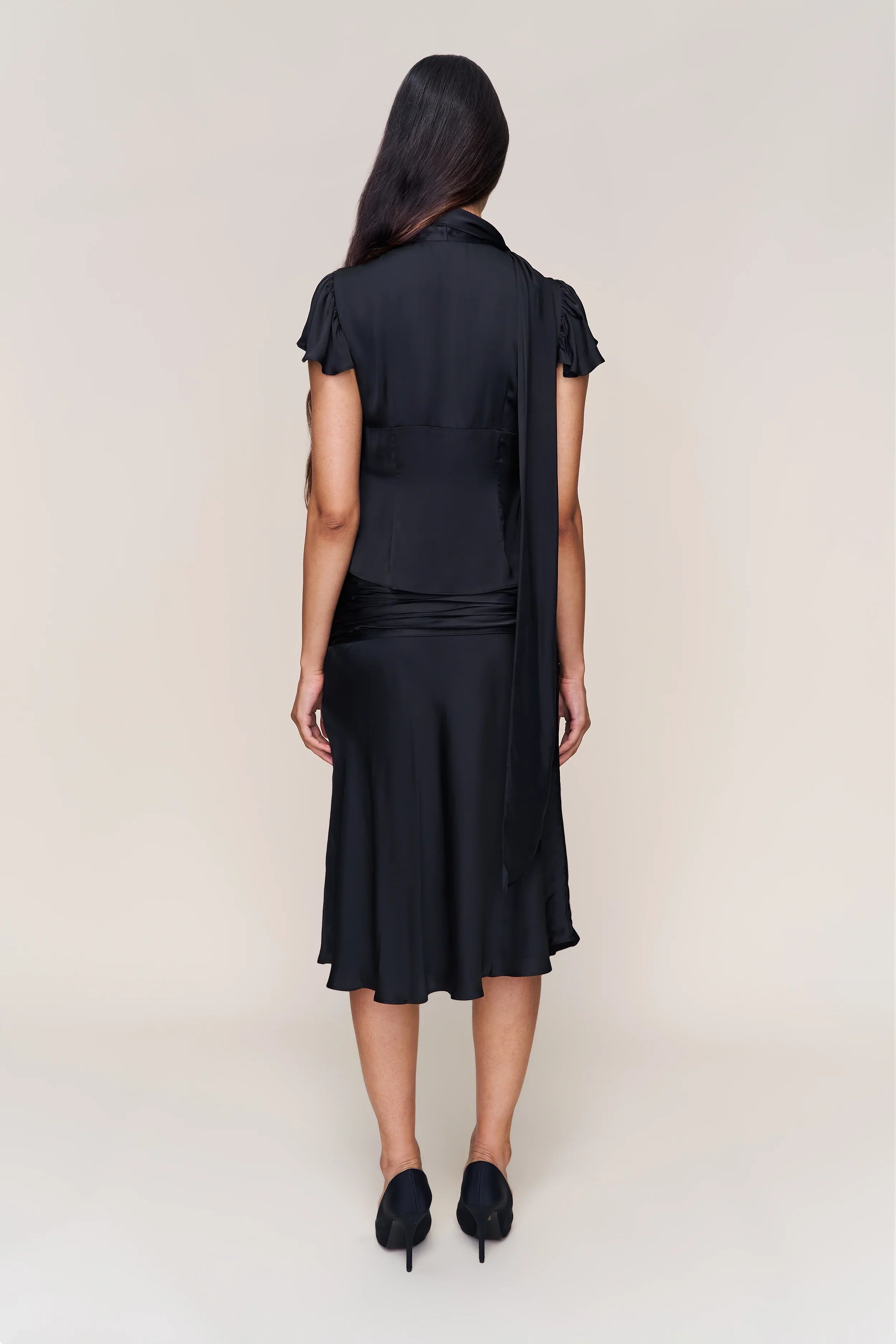 Eda Satin Midi Skirt