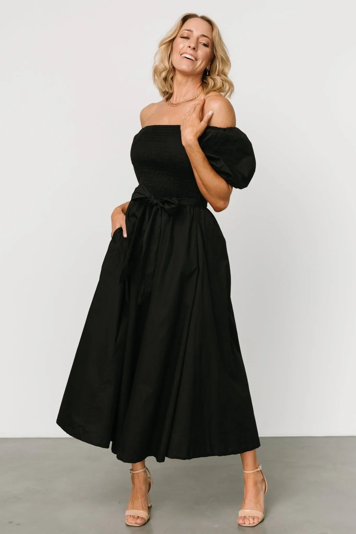 Bardot Midi Dress | Black