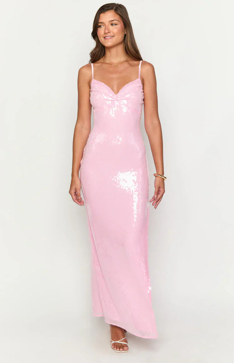 Honey Pink Sequin Maxi Dress