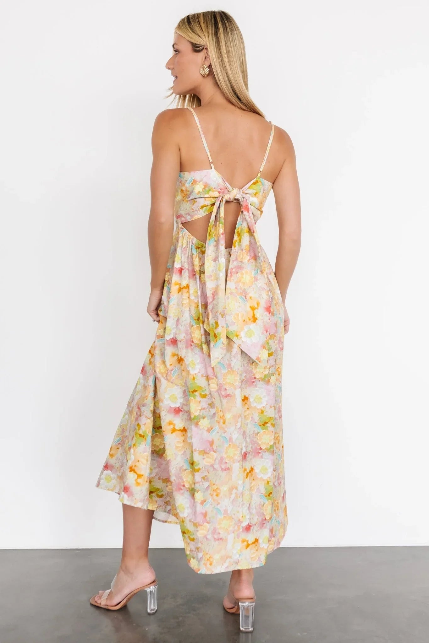 Katalina Back Tie Midi Dress | Pastel Multi