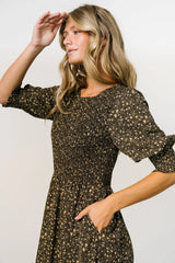 Pele Tiered Midi Dress | Black Floral
