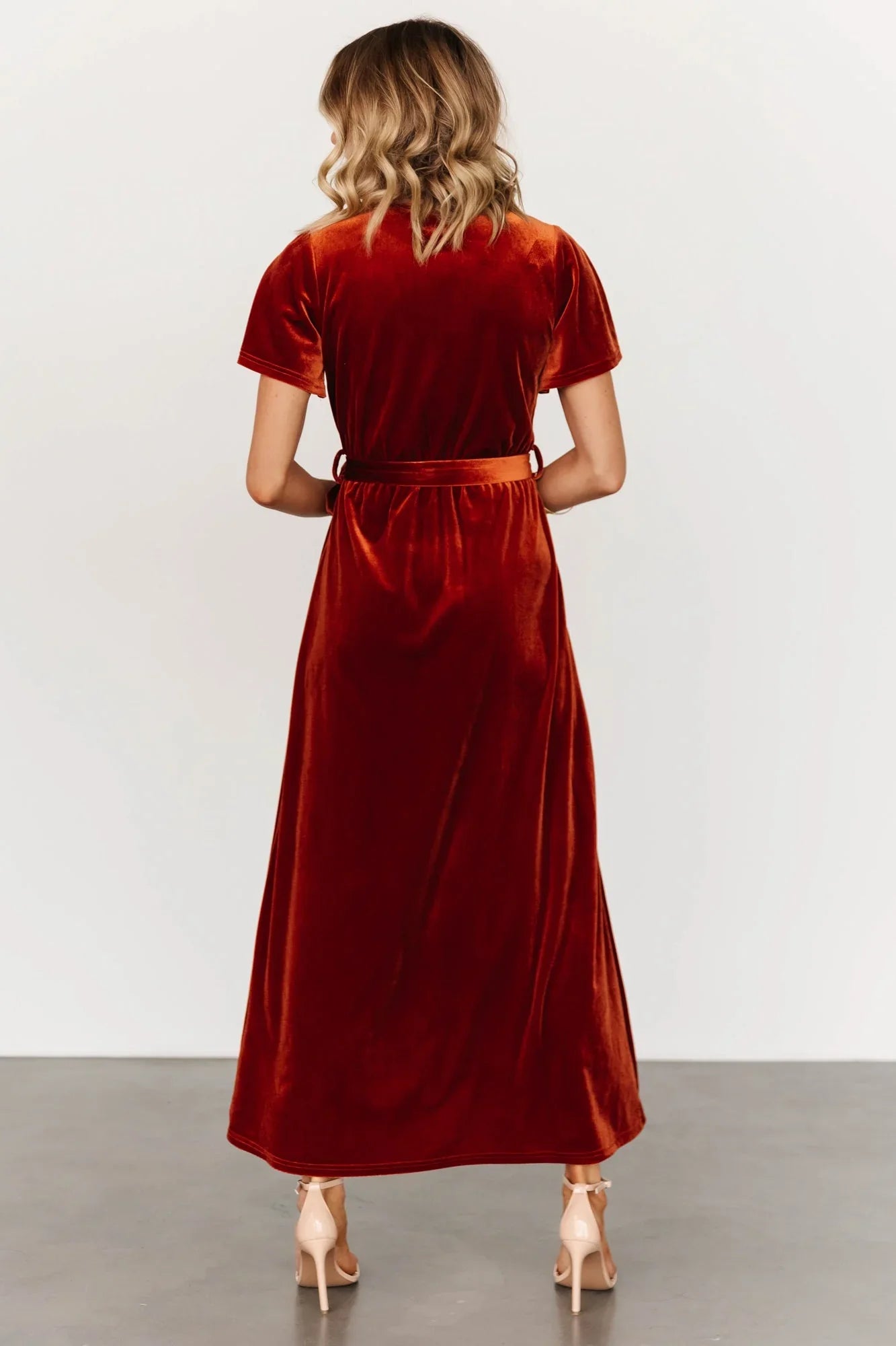 Nadine Velvet Midi Dress | Rust