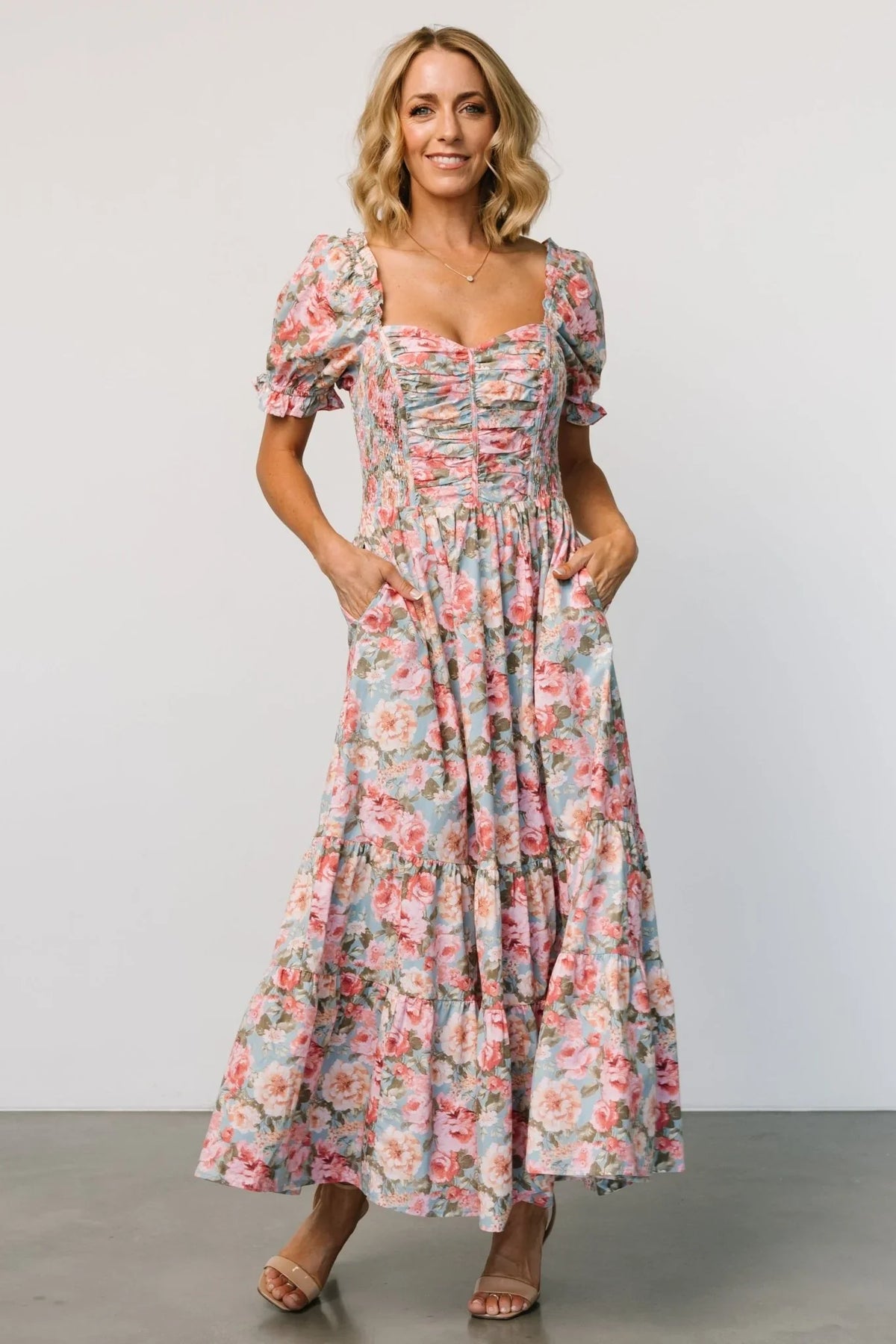 Tiana Maxi Dress | Vintage Blue + Pink Floral