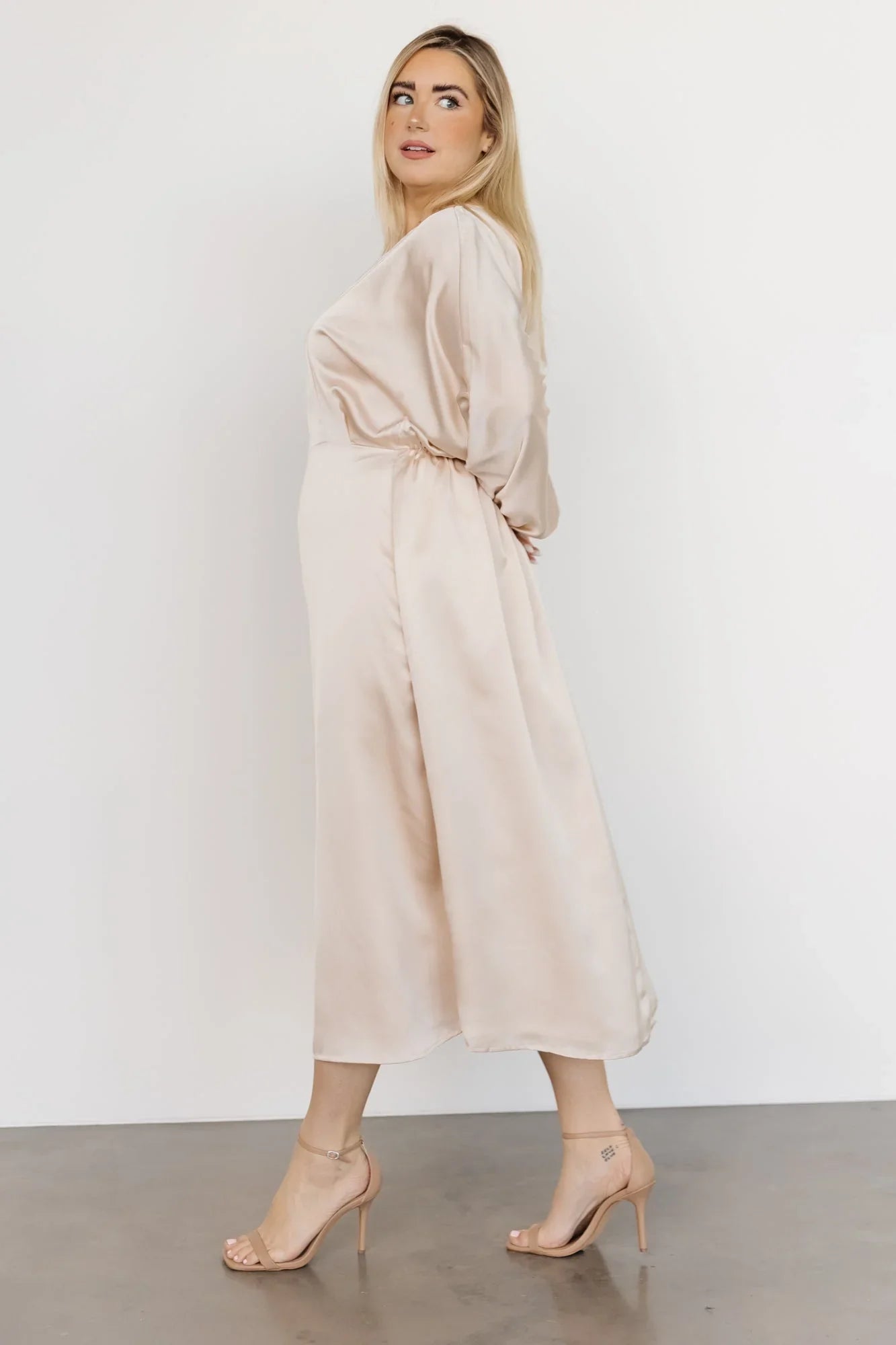 Balta Satin Midi Dress | Champagne