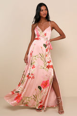 Still the One Blue Multi Floral Print Satin Maxi Dress