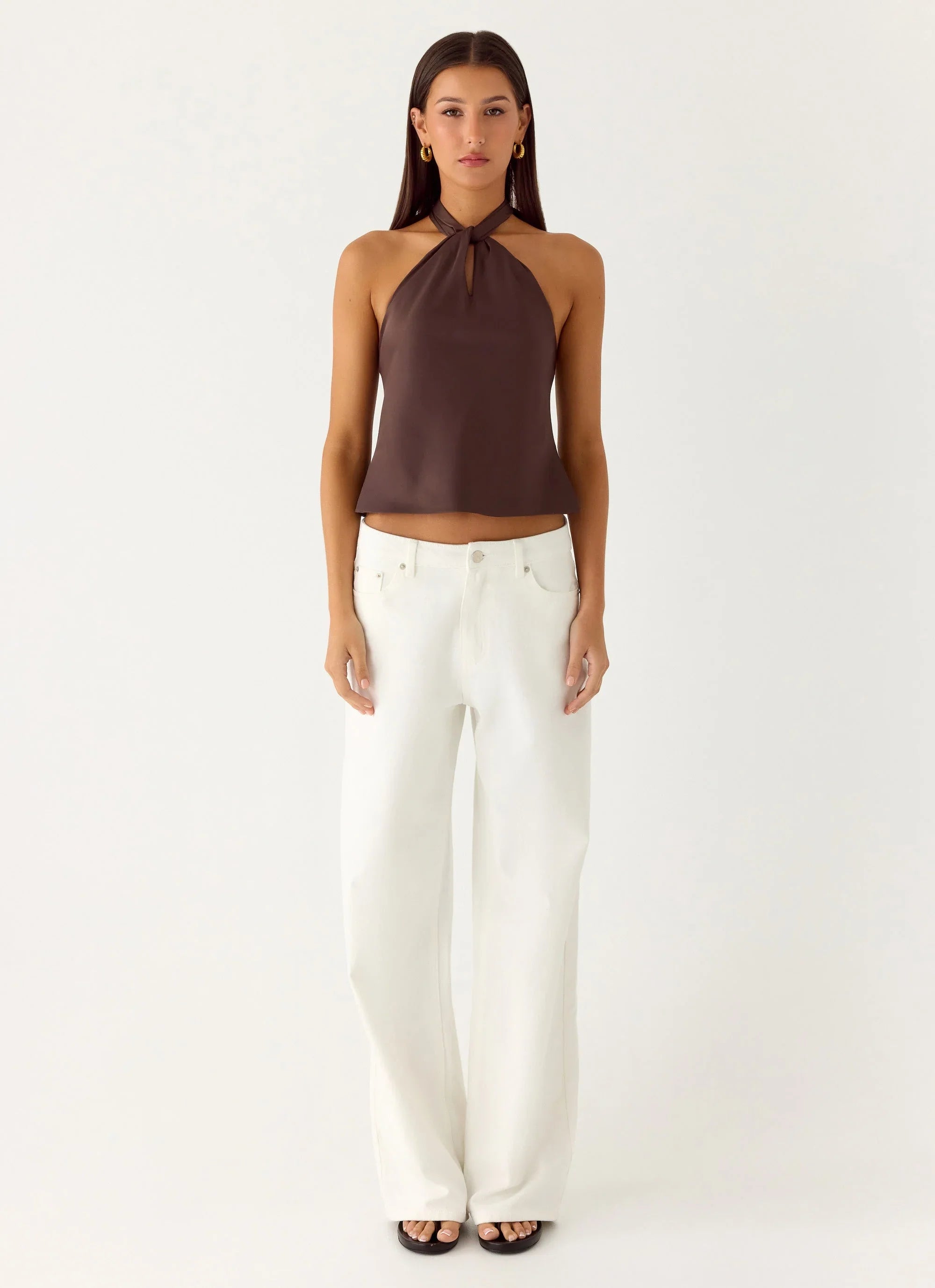 Maddox Scarf Top - Chocolate
