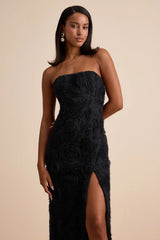 You'll instantly become the definition of romance when you step into this sleek satin dress, featuring a slip-style silhouette that gracefully skims the figure. The midi design features wide pleated straps that support a plunging bodice with lightly