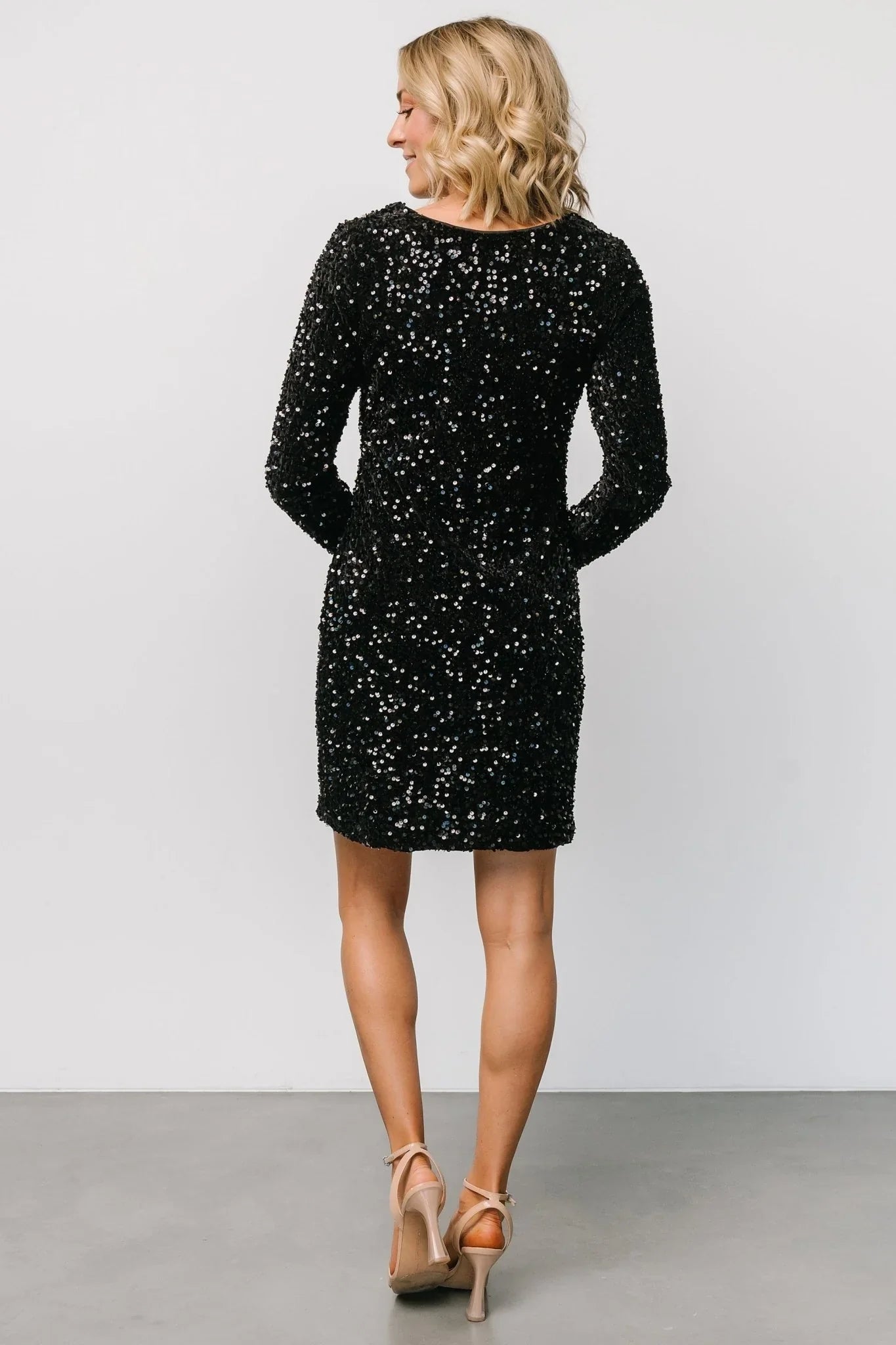 Betty Sequin Short Dress | Black