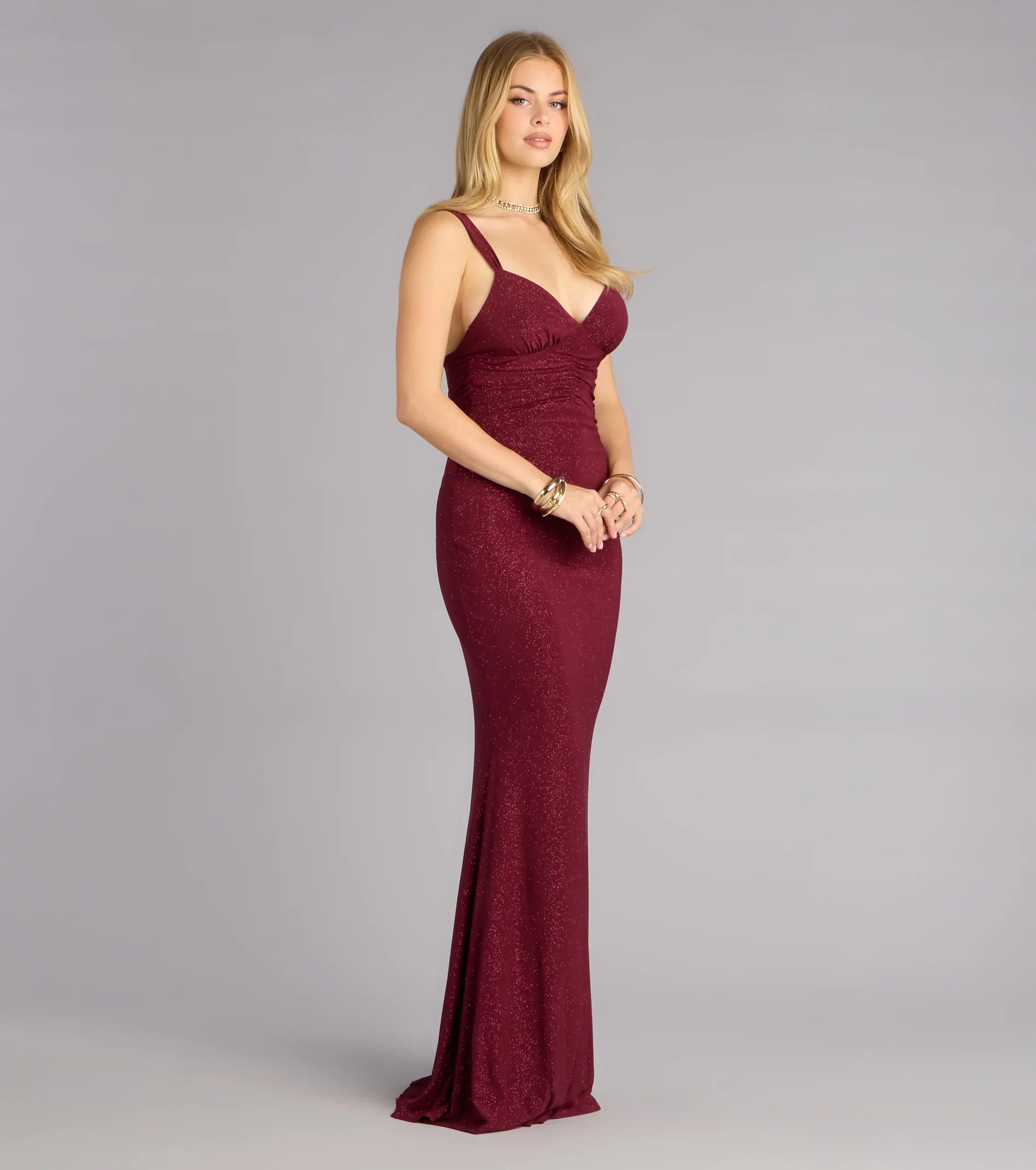 Bailey Glitter Low Back Mermaid Formal Dress