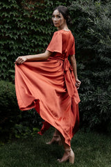 Sicily Satin Maxi Dress | Rust
