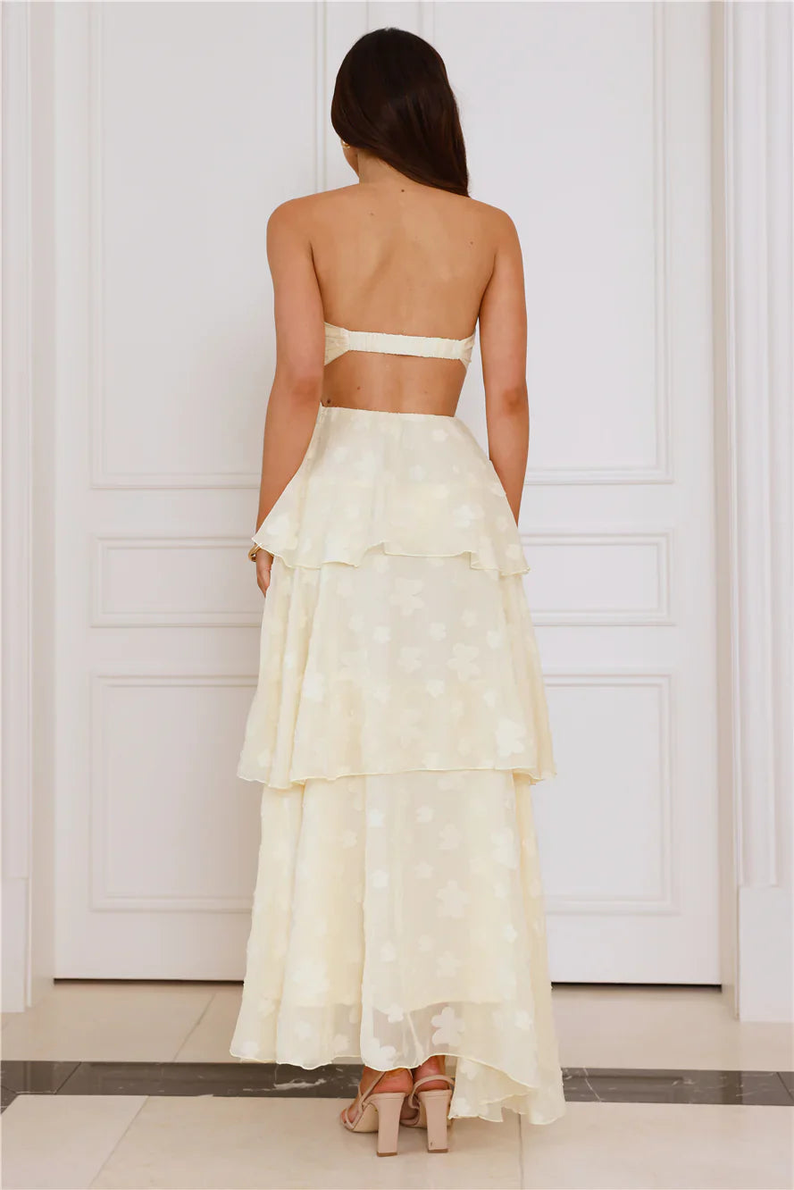 Tranquil Twilight Strapless Maxi Dress Yellow