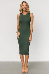 Caitlyn Ribbed Tank Dress | Winter Green