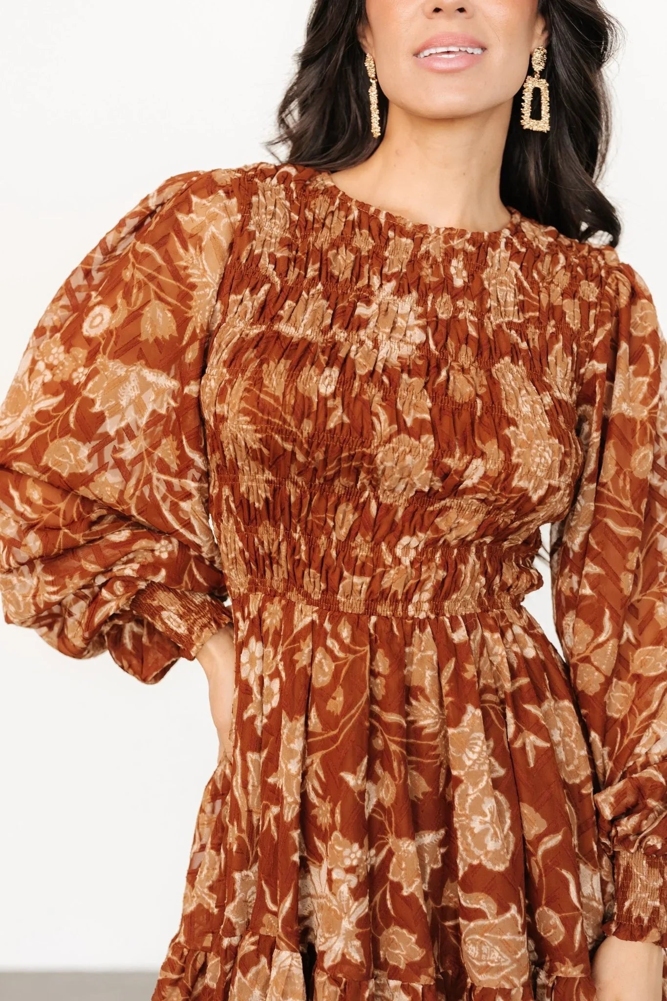 Shaelyn Short Dress | Deep Copper Foral