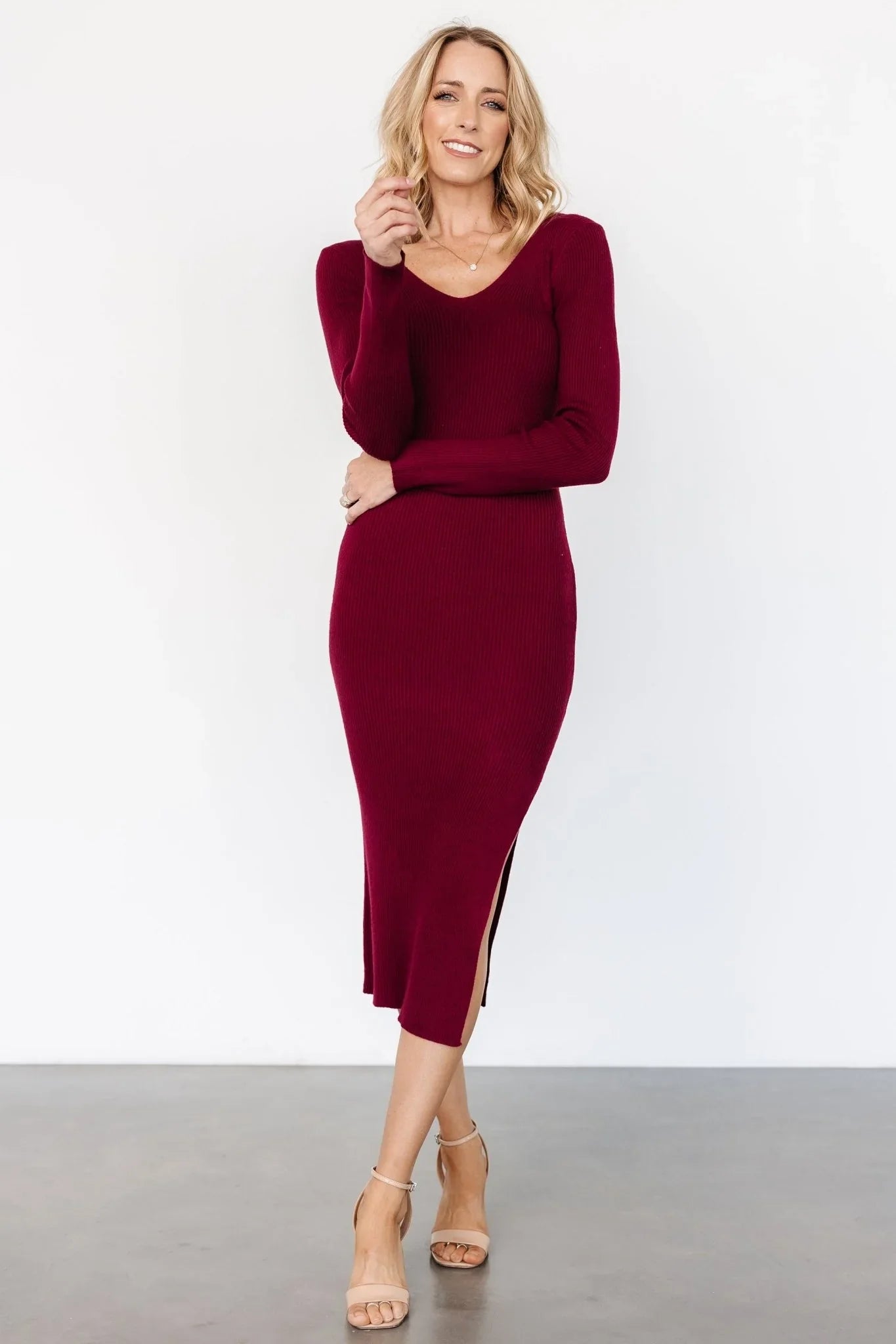Tacey Midi Dress | Merlot