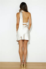 Luxe Arrival Satin Mini Dress Champagne